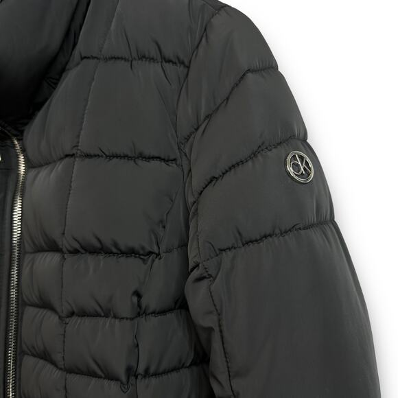 Womens Calvin Klein Repel 2 Degree Puffer Jacket Coat Faux Fur Collar Gray Small - Picture 5 of 10